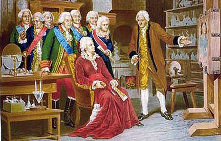 Ломоносов демонстрирует Екатерине II мозаику собственного изготовления.